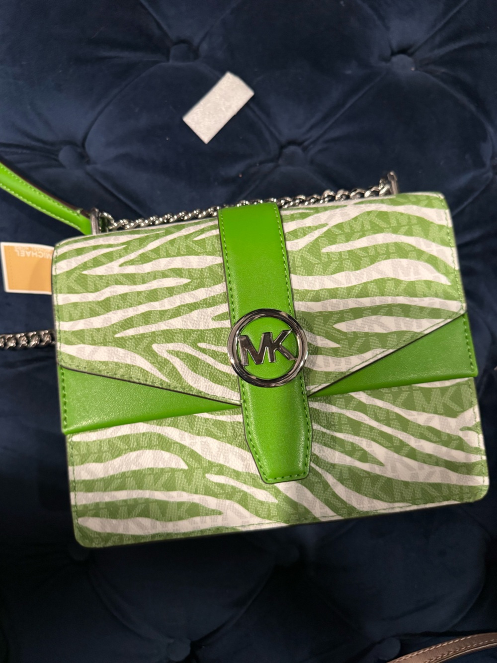 Michael Kors Lime Green and White Zebra Crossbody Bag